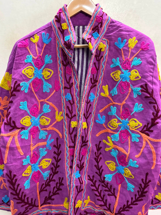 Villem The Samarkand Bloom — Suzani Hand-Embroidered Cotton Jacket — Magenta Orchid Zoshak